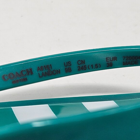 Coach Size 9B Green/White Striped Landon Jelly Flip Flops Thong Sandals Flat Bow - Picture 9 of 11